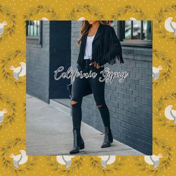 Black Fringe Suede Jacket - Picture 11 of 13